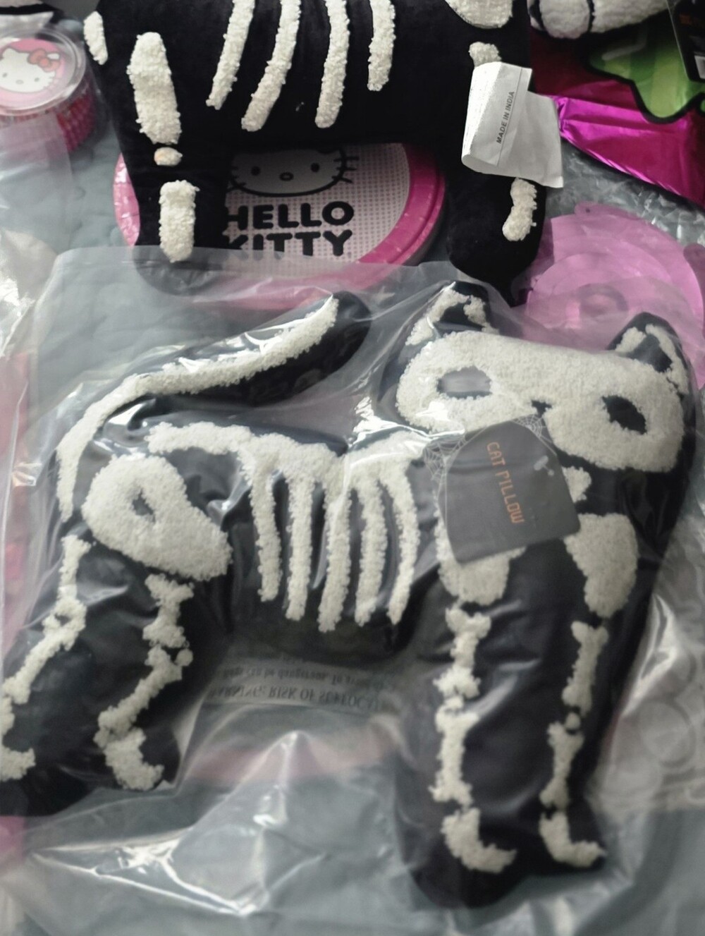 Halloween Skeleton Cat Pillow